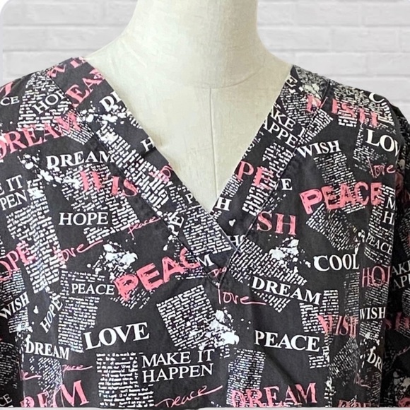 HAPPY Scrubs Positive Vibes Scrub Top - Picture 2 of 4